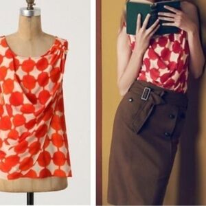 Maeve Red and Cream Patterned Top